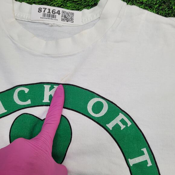 Vintage 1989 Irish Shamrock Shirt Large 21x28 White - Picture 4 of 14